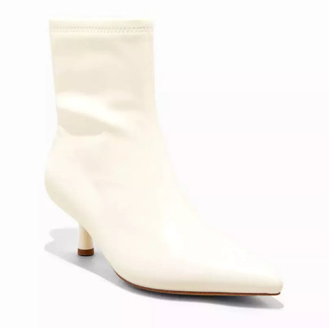 A New Day Women's White Lonnie Kitten Heel Stretch Ankle Boots |A New Day In Lebanon