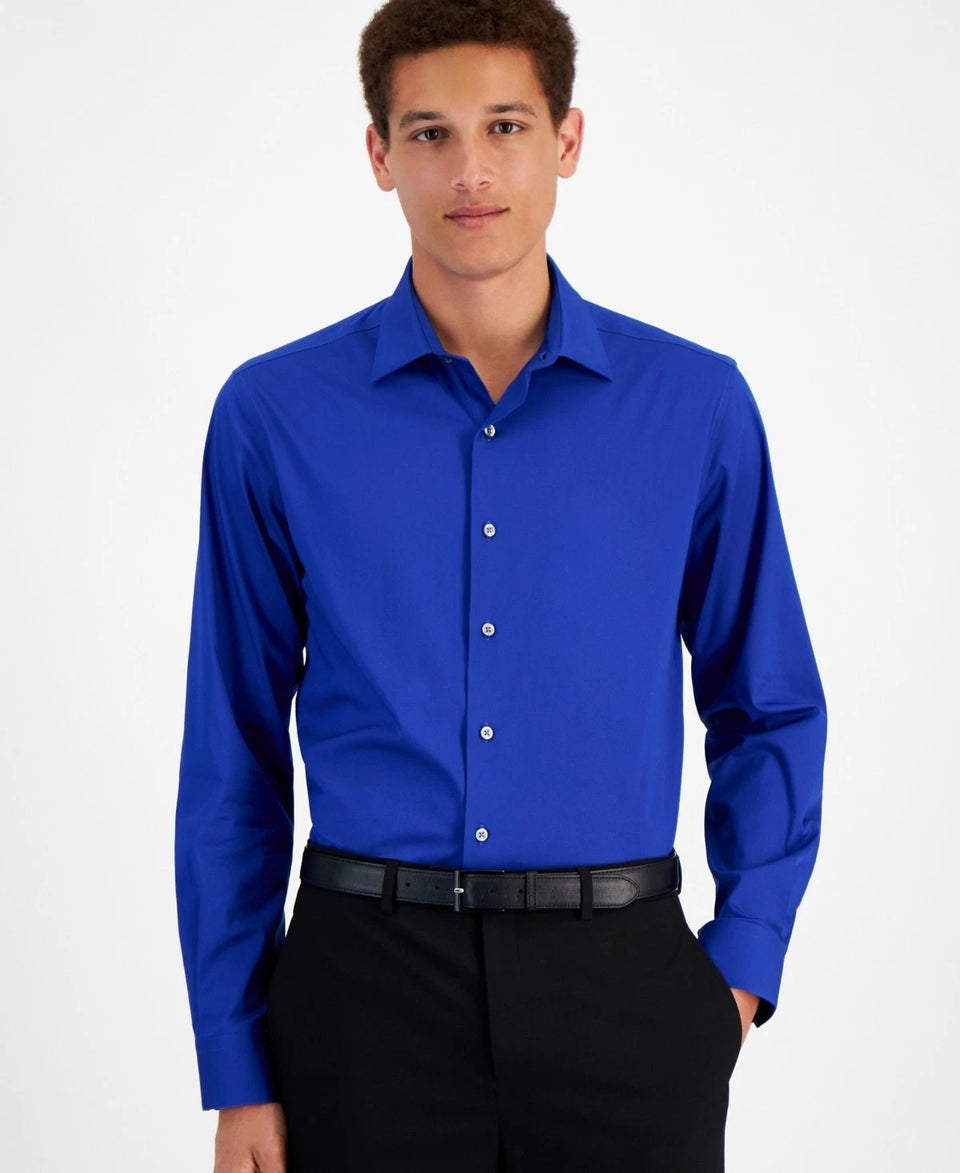 Alfani Men's Royal Blue Solid Slim Fit Dress Shirt | Alfani In Lebanon