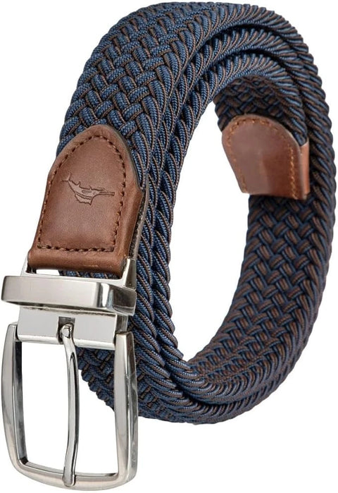 Tommy Bahama Men's Navy Stretch Braided Reversible Leather Trim Belt |Tommy Bahama In Lebanon