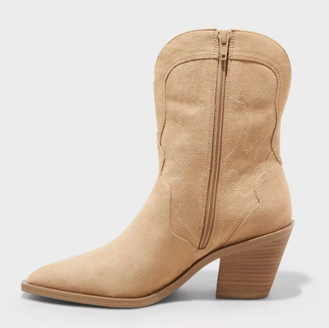 Universal Thread Women's Tan Suede Jacey Medium Width Western Ankle Boots | Universal Thread In Lebanon