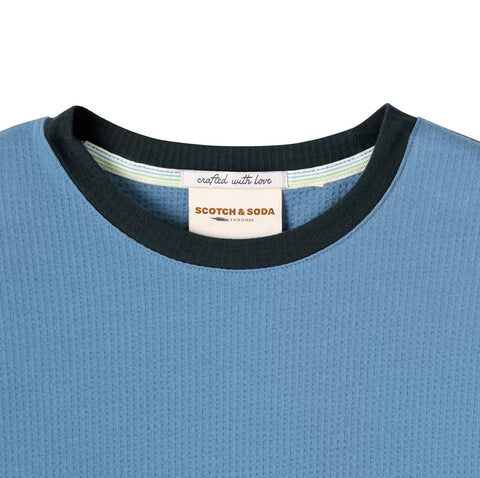Scotch & Soda Men's Blue Crew Neck Short Sleeve T-Shirt | Scotch & Soda In Lebanon