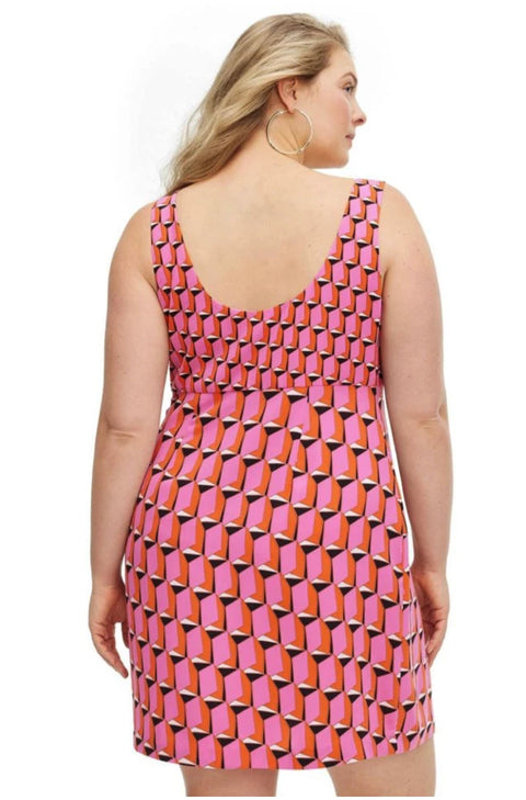 Diane Von Furstenberg Women's 90's Shift Pink Modern Geo Mini Dress | Diane Von Furstenberg In Lebanon