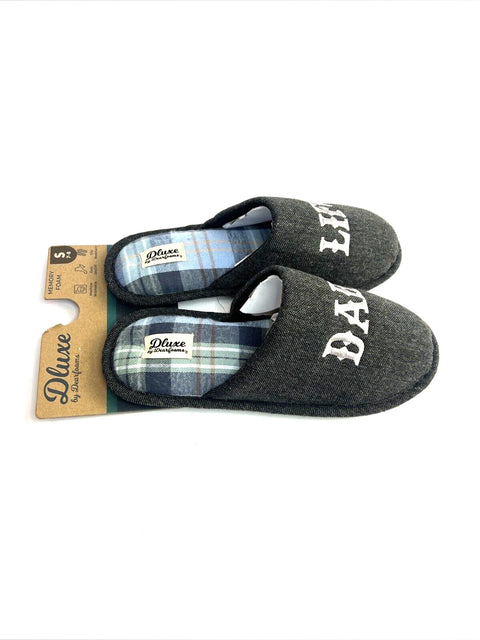 Dluxe by Dearfoams Men's Gray Dad Slide Slippers | Dluxe by Dearfoams in Lebanon