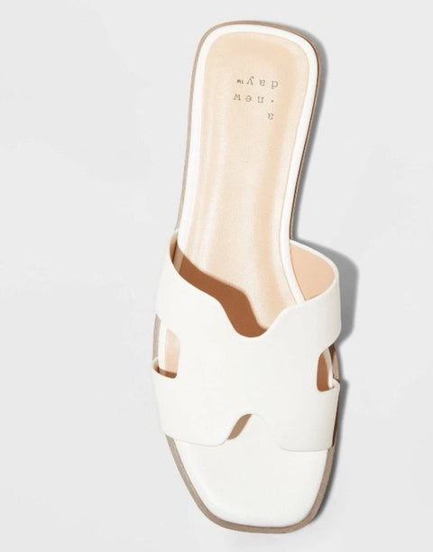 A New Day Women's White Nina Wide Width H-band Slide Slippers | A New Day In Lebanon