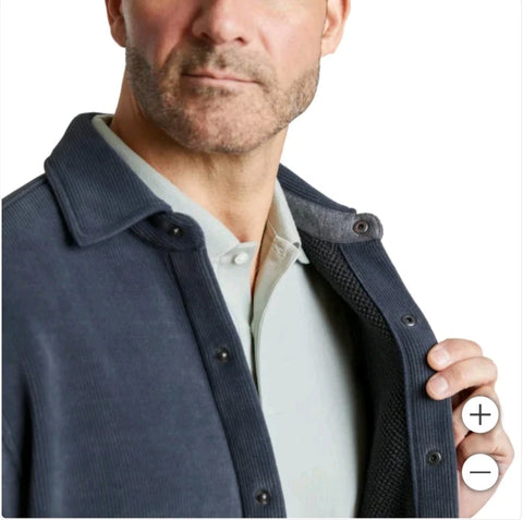 Copper & Oak Men's Navy  Stretch Fabric Pockets Shirt Jacket | Copper & Oak In Lebanon