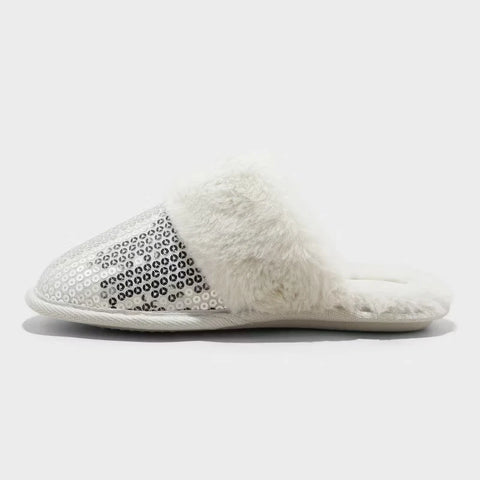 Auden Women's White Rae Sequin Scuff Slippers | Auden In Lebanon