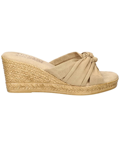 Easy Street Women's Beige Ghita Slip-On Wedge Sandals | Easy Street In Lebanon