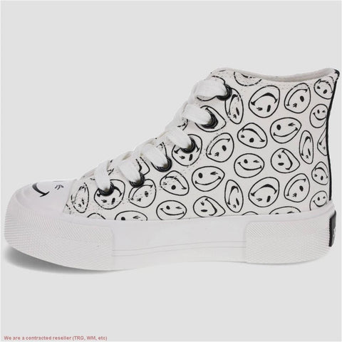 Joe Boxer Women's White & Black Smiley Face Pattern Sneakers|Joe Boxer In Lebanon