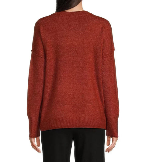 Vince Camuto Women's Rust Crewneck Long Sleeve Extend Shoulder Sweater |Vince Camuto In Lebanon