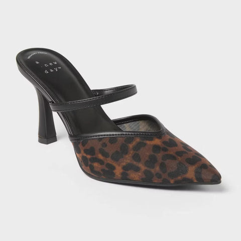 A New Day Women's Black & Brown Animal Printed Sonia Heels|A New Day In Lebanon