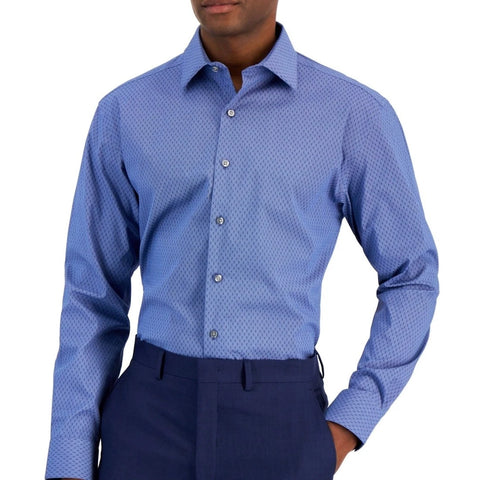 Alfani Men's Blue Regular Fit Stain Honeycomb Dress Shirt |Alfani In Lebanon