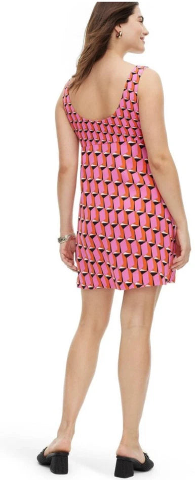 Diane Von Furstenberg Women's 90's Shift Pink Modern Geo Mini Dress | Diane Von Furstenberg In Lebanon