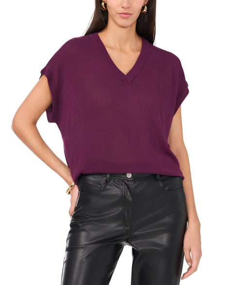 Vince Camuto Women's Plum V-Neck Short-Sleeve Sweater | Vince Camuto In Lebanon