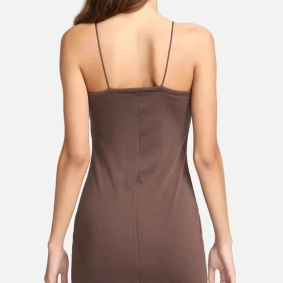 Nike Women's Brown Sportswear Chill Knit Tight Mini-Rib Dress | Nike In Lebanon