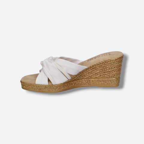 Easy Street Women's White Ghita Slip-On Wedge Sandals | Easy Street In Lebanon