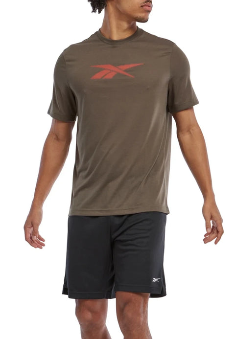 Reebok Men's Olive Green Vector Logo Performance Graphic T-Shirt |Reebok In Lebanon