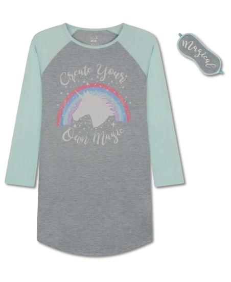 Max & Olivia  Girl's Multicolor Sleep Shirt  & Eye Mask  |Max & Olivia  In Lebanon