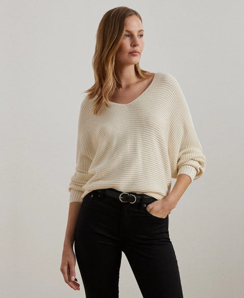 Lauren Ralph Lauren Women's Off White Rib-Knit Dolman-Sleeve Sweater | Lauren Ralph Lauren In Lebanon