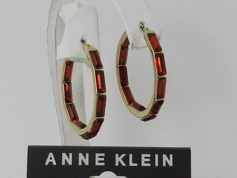 Anne Klein Women's Gold Red Stone Hoop Earrings |Anne Klein in Lebanon
