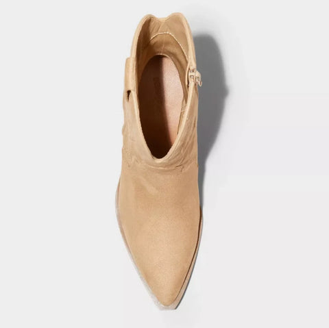Universal Thread Women's Tan Suede Jacey Medium Width Western Ankle Boots | Universal Thread In Lebanon
