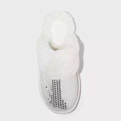 Auden Women's White Rae Sequin Scuff Slippers | Auden In Lebanon