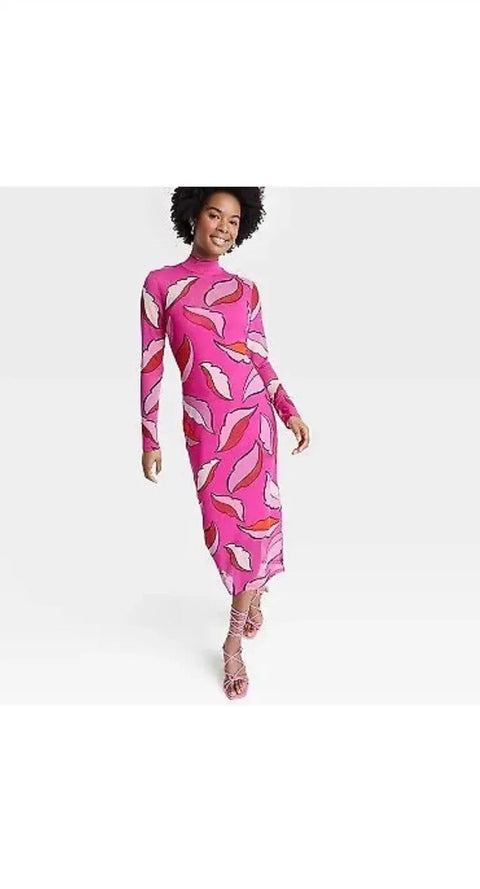 Black History Month Sammy B Women's Pink Floral Mesh Bodycon Dress | Black History Month Sammy B In Lebanon