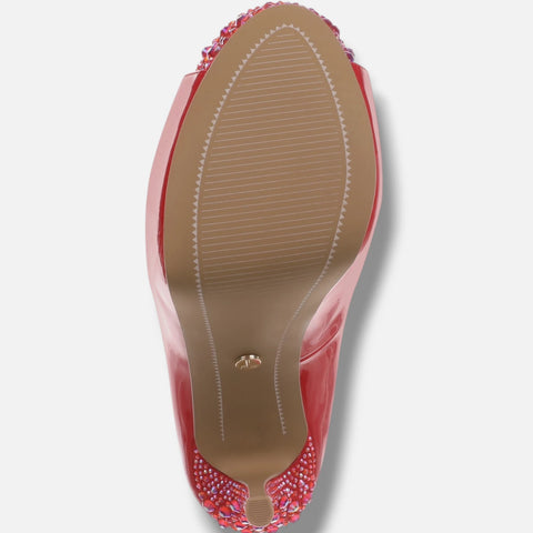 Thalia Sodi Women's Red Libbie Embellished Ankle-Strap Platform Heeled Sandals | Thalia Sodi in Lebanon