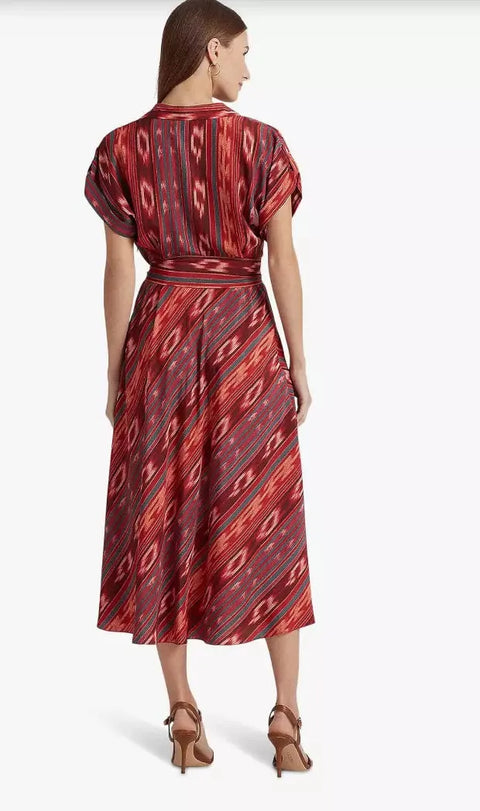 Lauren Ralph Lauren Women's Multicolor Geo-Stripe Belted Crepe Dress | Lauren Ralph LaurenIn Lebanon