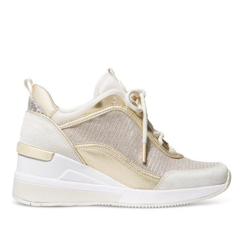 Michael Kors Women's White & Gold Lolly Trainer Wedge Sneakers |Michael Kors In Lebanon