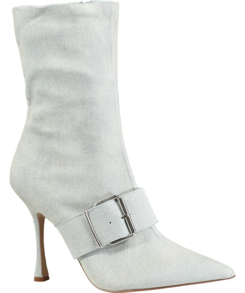 Steve Madden Women's Blue Banter Denim Pointed Toe Buckle Detail Boots | Steve Madden  in Lebanon