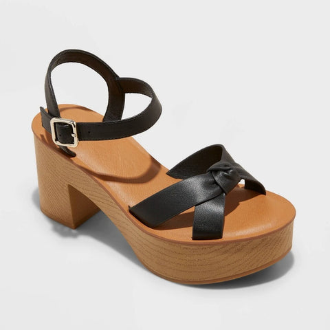Universal Thread Women's Black Valerie Platform Heeled Sandals | Universal Thread In Lebanon