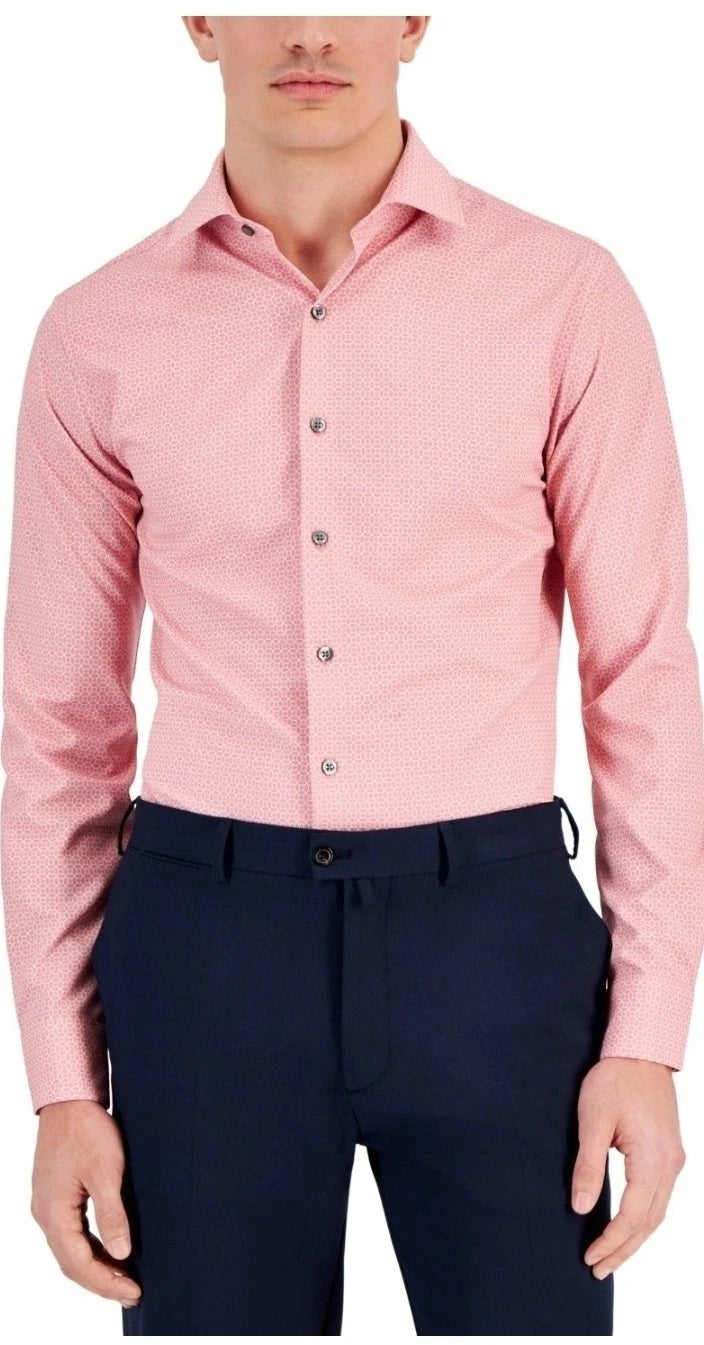 Alfani Men's Pink Slim-Fit Medallion Dress Shirt | Alfani In Lebanon
