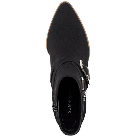 Sun Stone Women's Black Elyssaa Block Heel Booties |Sun Stone In Lebanon