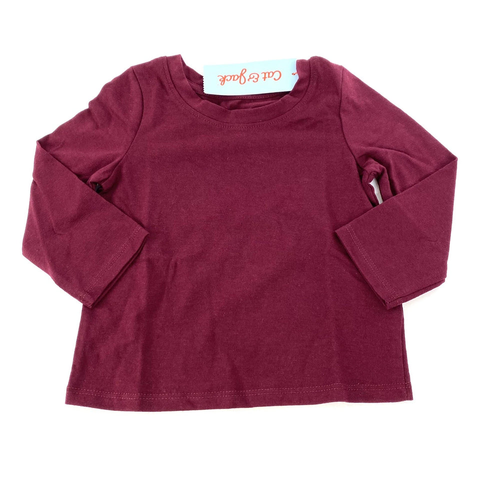 Cat & Jack Girl's Burgundy Crew Neck Long Sleeve T-Shirt | Cat & Jack In Lebanon