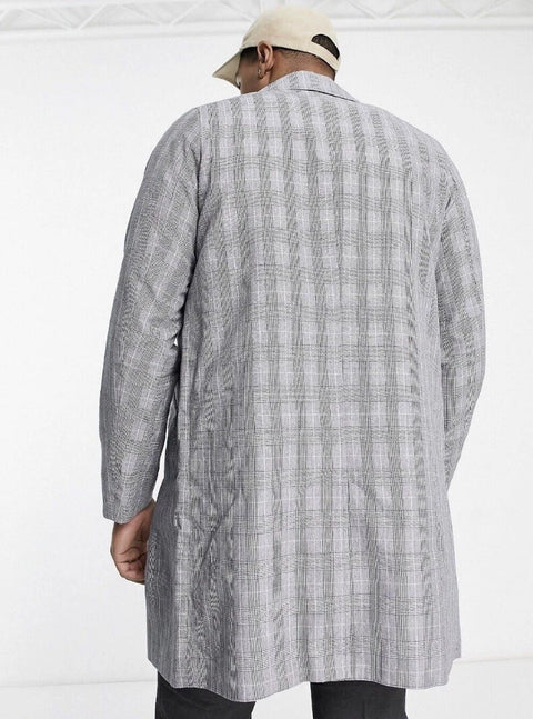 Jack & Jones Men's Gray Checkered Long Sleeve Coat |Jack & Jones In Lebanon