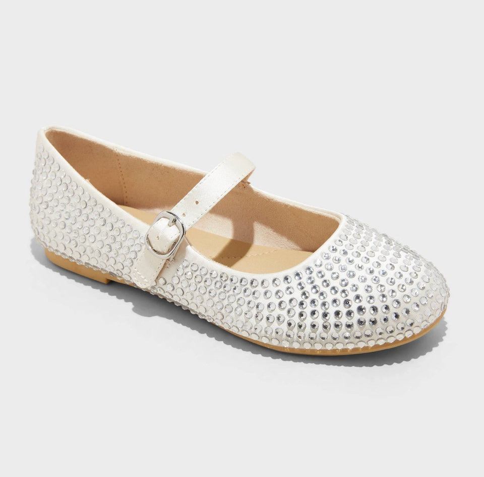 Art Class Girl's White Nell Rhinestone Mary Jane Flats|Art Class In Lebanon