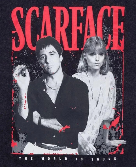Hybrid  Men's Black Scarface Wash Tee T-Shirt | Hybrid  in Lebanon