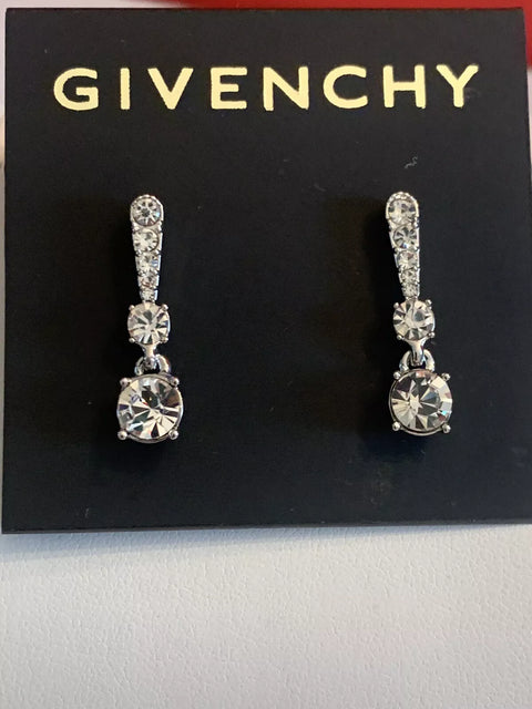 Givenchy Silvertone Clear Crystal Linear Drop Earrings | Givenchy In Lebanon