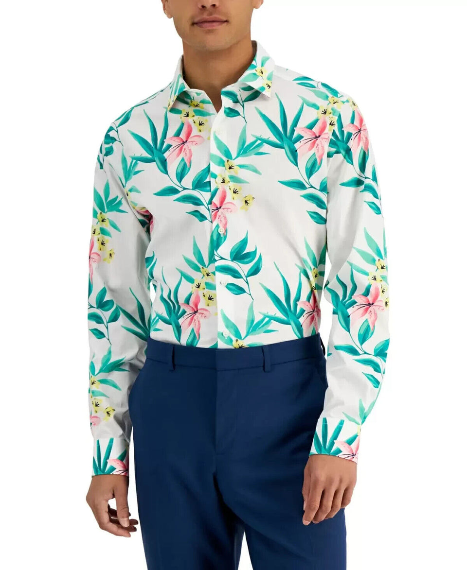 Bar III Men's Multicolor Floral Printed Long Sleeve Shirt | Bar III In Lebanon