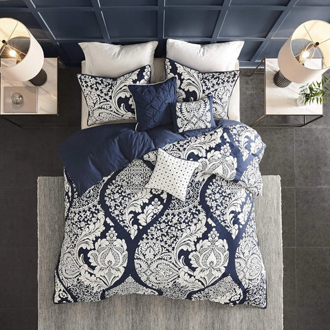Madison Park Indigo Vienna 6-Piece Duvet Cover Set, Full/Queen Bedding | Madison Park In Lebanon