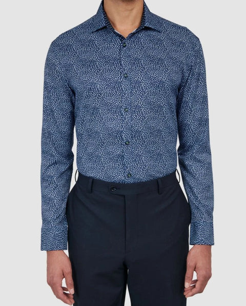 Society Of Threads Men's Navy & White Regular-Fit Dress Shirt|Society Of Threads In Lebanon