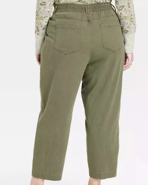 Knox Rose Women's Khaki Green Mid-Rise Tapered Fit Pants |Knox Rose In Lebanon