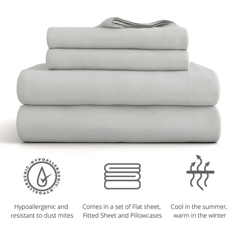 Kaycie Gray Light Grey Twin 4 Pcs Bed Sheet Set | Kaycie Gray In Lebanon