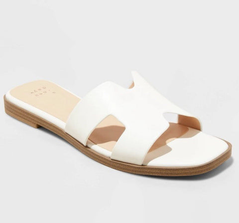 A New Day Women's White Nina Wide Width H-band Slide Slippers | A New Day In Lebanon