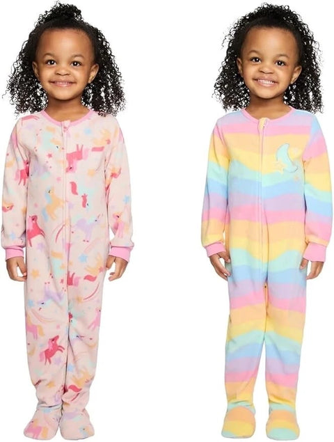 Kids Headquarters Girl's Pink Unicorn 2-pack Footed Blanket Sleeper Set |Kids Headquarters In Lebanon