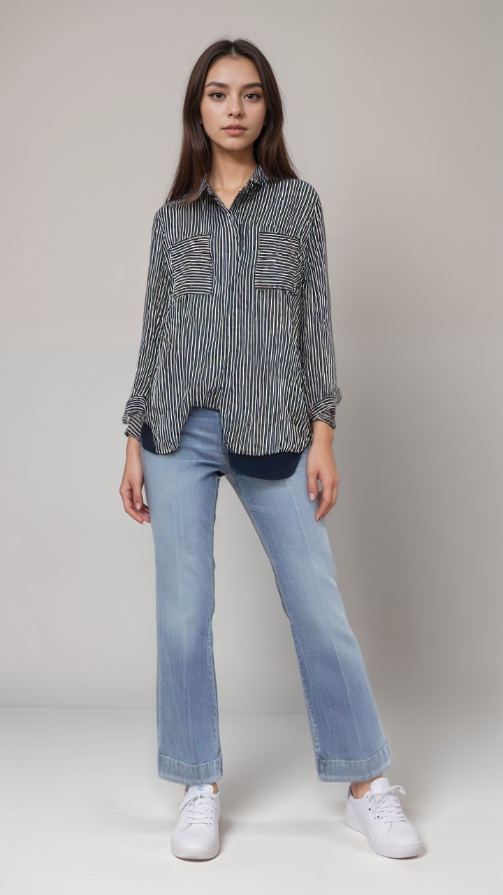 LeGer Women's Navy Stripped Shirt | LeGer in Lebanon