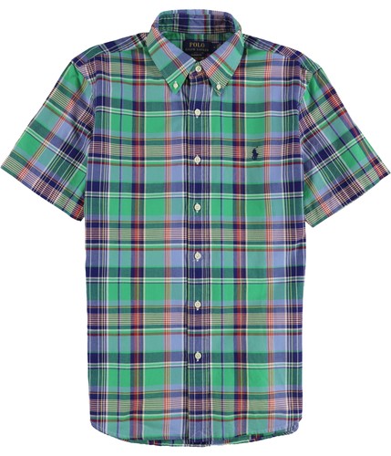 Plaid shirt with a visible brand logo on a white background