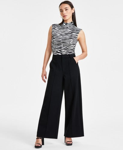 Bar III Women’s Black High-Waisted Wide-Leg Pleated Trousers | Bar III in Lebanon