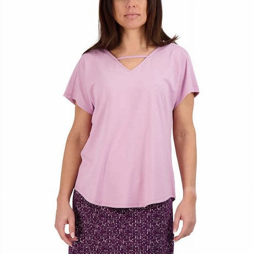 Tranquility Women's Lilac Short Sleeve V-neck T-Shirt