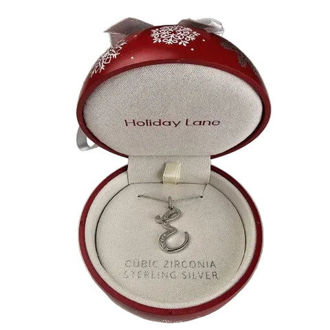 Holiday Lane Women’s Silver Cubic Zirconia Initial Pendant Necklace | Holiday Lane  in Lebanon